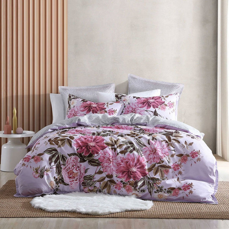 Logan and Mason Maeve Lilac Cotton-rich Percale Print Quilt Cover Set King Payday Deals