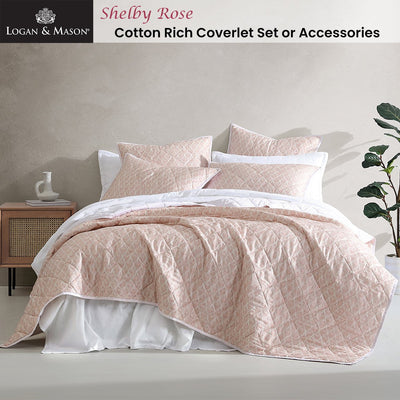 Logan and Mason Shelby Rose Cotton Rich Quilted Coverlet Set Queen/King Payday Deals