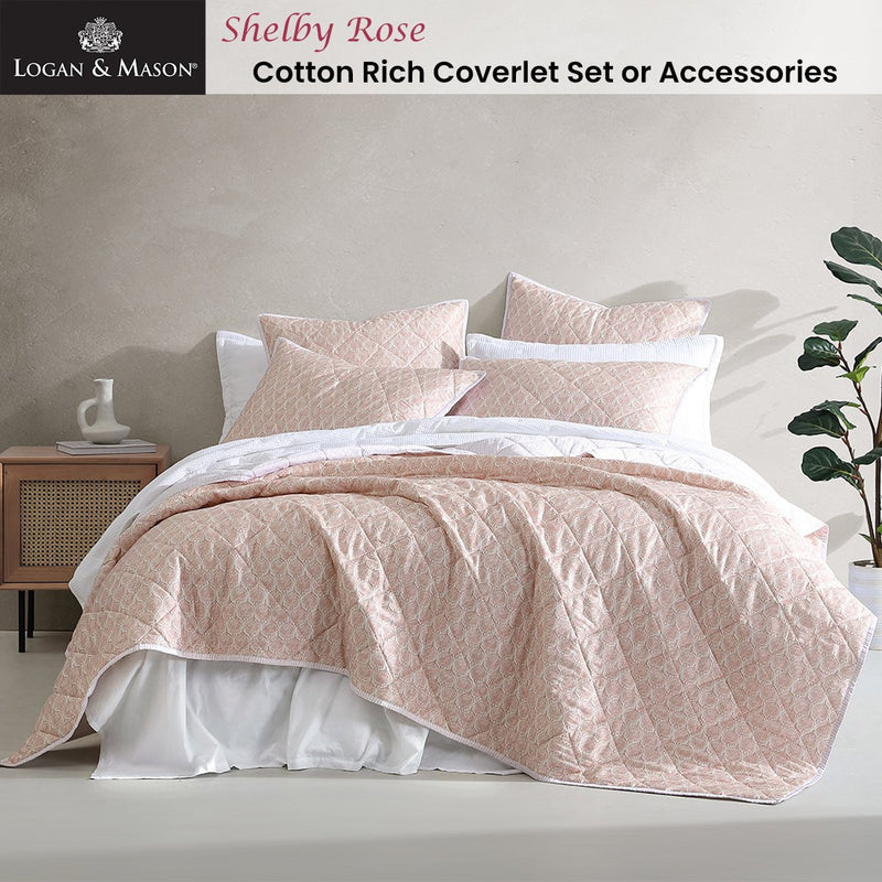 Logan and Mason Shelby Rose Cotton Rich Quilted Coverlet Set Queen/King Payday Deals