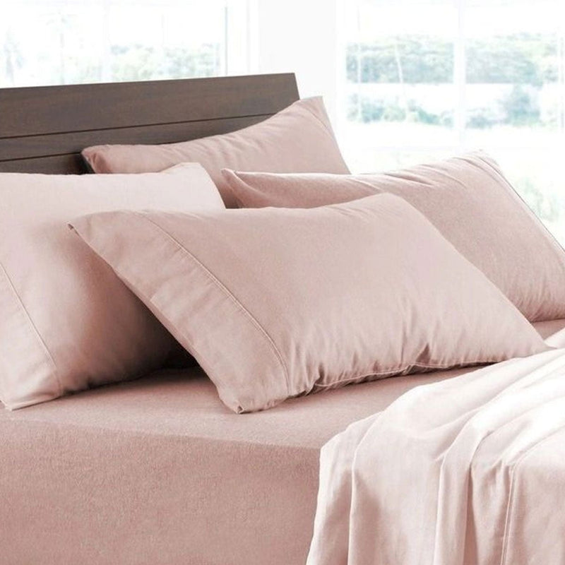 Logan and Mason Soft Brushed Cotton Flannelette Sheet Set Rose 40cm Wall King Payday Deals