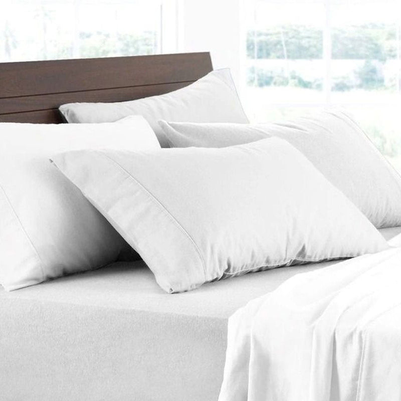 Logan and Mason Soft Brushed Cotton Flannelette Sheet Set White 40cm Wall King Payday Deals