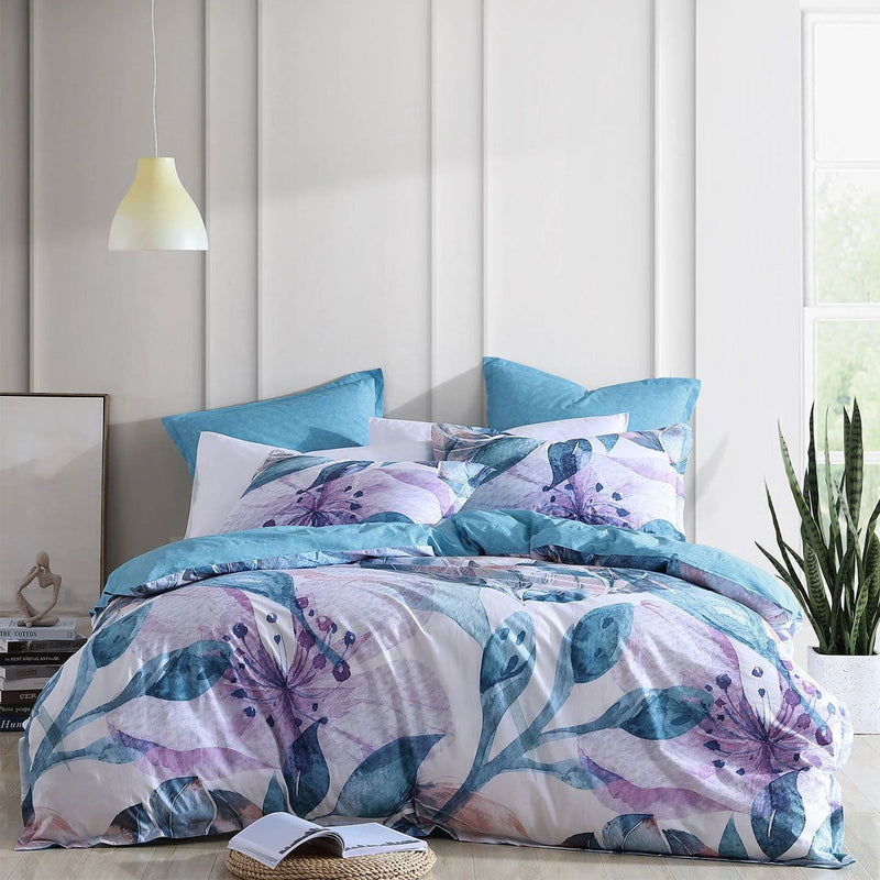 Logan and Mason Teagan Lilac Cotton-rich Percale Print Quilt Cover Set King Payday Deals