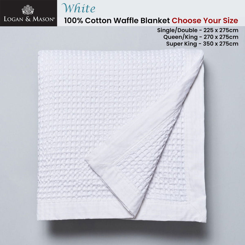 Logan and Mason White 100% Cotton Waffle Blanket Queen/King Payday Deals