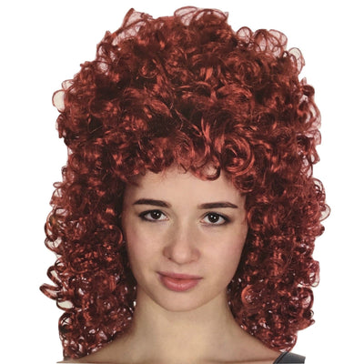 LONG CURLY WIG Hair Costume Cosplay Party Wavy Fancy Dress Ladies Accessory - Burgundy