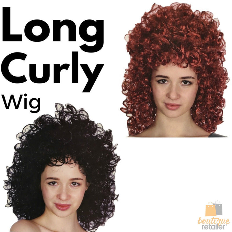 LONG CURLY WIG Hair Costume Cosplay Party Wavy Fancy Dress Ladies Accessory - Burgundy Payday Deals