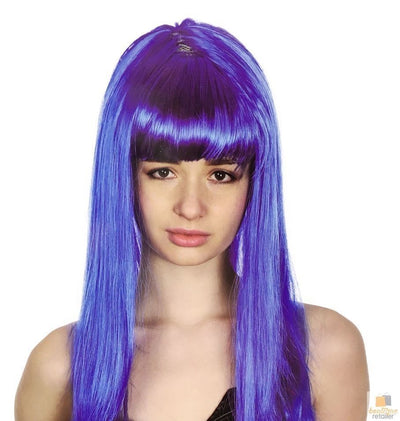 LONG WIG Straight Party Hair Costume Fringe Cosplay Fancy Dress 70cm Womens - Blue (22458)