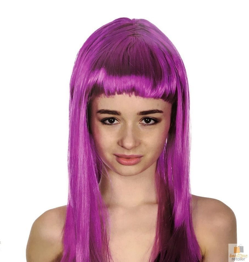 LONG WIG Straight Party Hair Costume Fringe Cosplay Fancy Dress 70cm Womens - Fuchsia (22455) Payday Deals