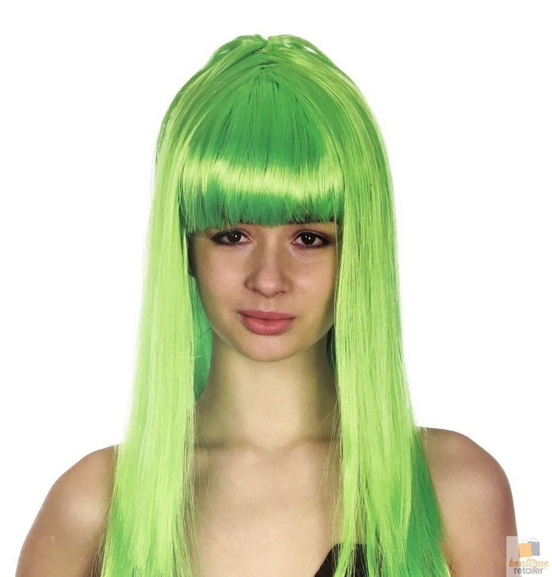 LONG WIG Straight Party Hair Costume Fringe Cosplay Fancy Dress 70cm Womens - Green (22460) Payday Deals