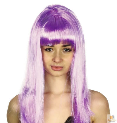 LONG WIG Straight Party Hair Costume Fringe Cosplay Fancy Dress 70cm Womens - Light Purple (22457)
