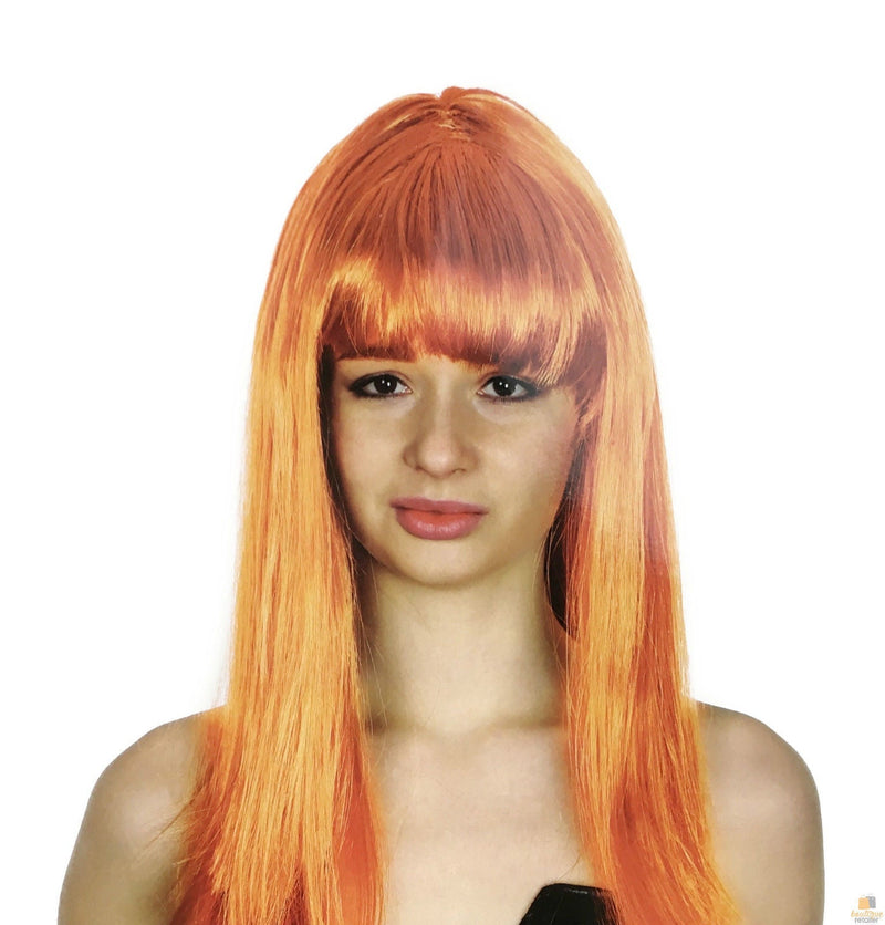 LONG WIG Straight Party Hair Costume Fringe Cosplay Fancy Dress 70cm Womens - Orange (22462) Payday Deals