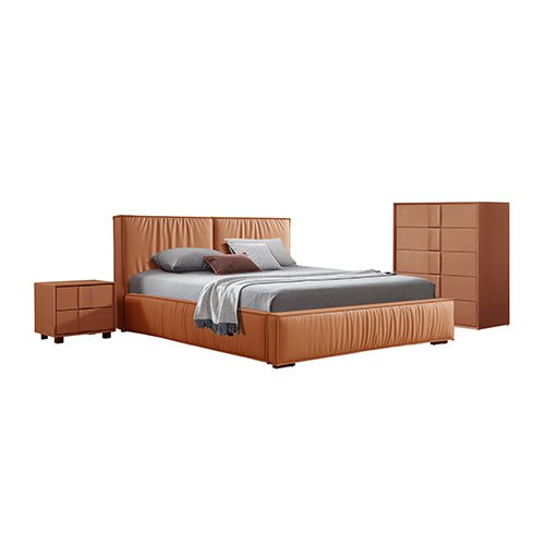 Louis 4pc Queen Bedroom Suite MDF With PU Leather Wooden Legs Payday Deals