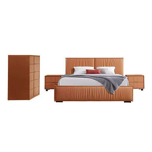 Louis 4pc Queen Bedroom Suite MDF With PU Leather Wooden Legs Payday Deals