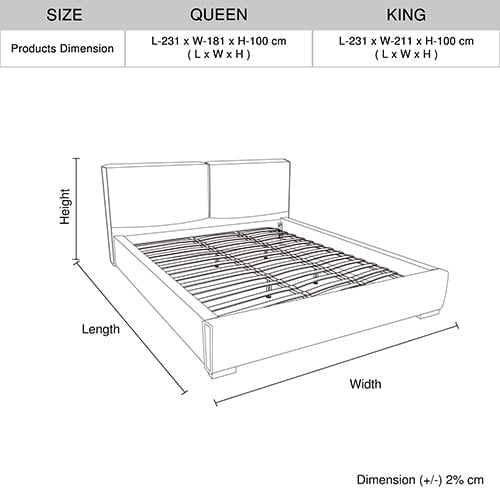 Louis Queen Bed Frame PU leather KD Slat in Wooden Legs Payday Deals