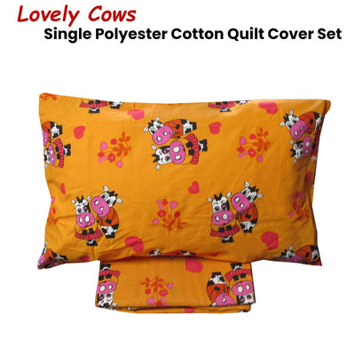 Lovely Cows Polyester Cotton Quilt Cover Set Single Payday Deals