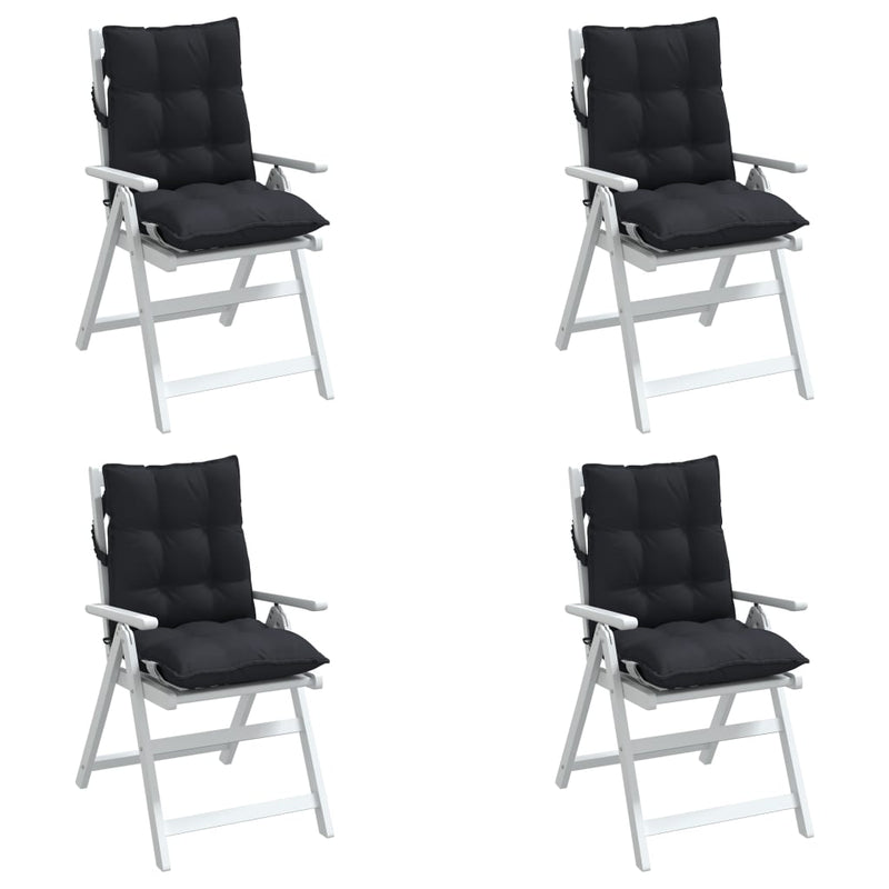 Lowback Chair Cushions 4 pcs Black Oxford Fabric Payday Deals