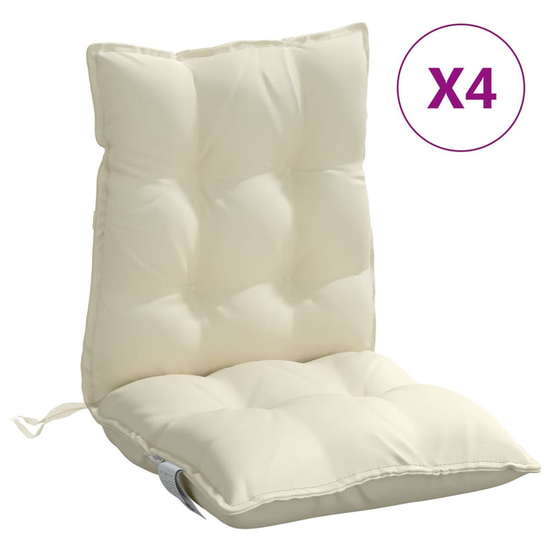 Lowback Chair Cushions 4 pcs Cream Oxford Fabric Payday Deals