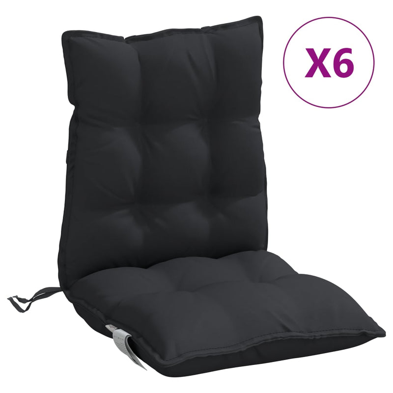 Lowback Chair Cushions 6 pcs Black Oxford Fabric Payday Deals