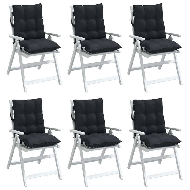 Lowback Chair Cushions 6 pcs Black Oxford Fabric Payday Deals