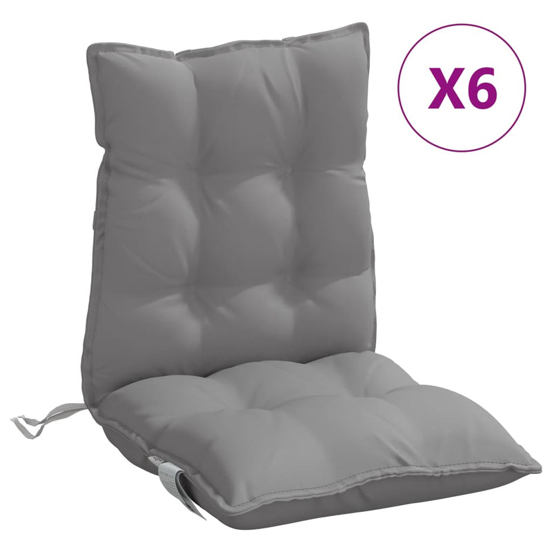 Lowback Chair Cushions 6 pcs Grey Oxford Fabric Payday Deals