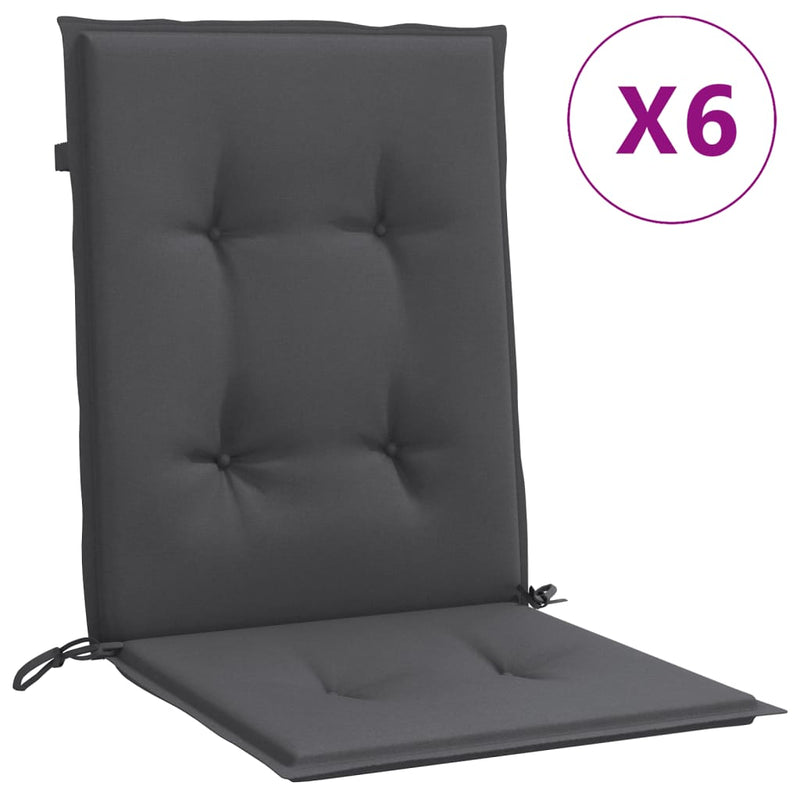 Lowback Chair Cushions 6 pcs Melange Anthracite 100x50x4 cm Fabric Payday Deals