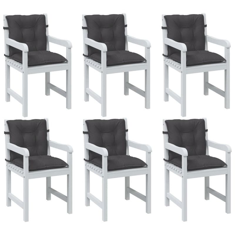 Lowback Chair Cushions 6 pcs Melange Anthracite 100x50x7 cm Fabric Payday Deals