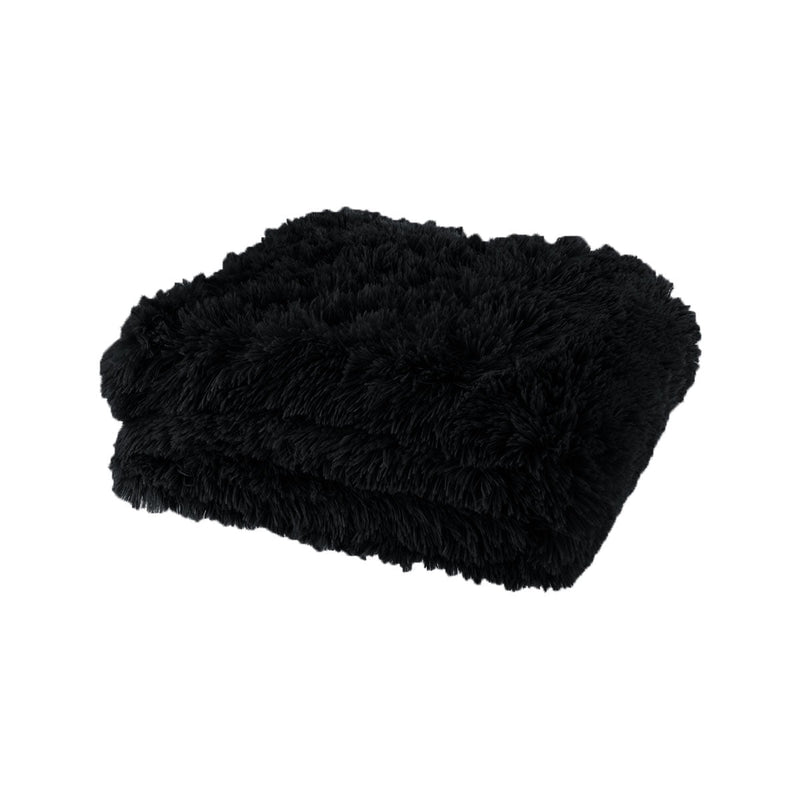 Lucia Nutural Collection Shaggy Throw Rug 127 x 152cm Black Payday Deals