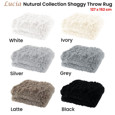 Lucia Nutural Collection Shaggy Throw Rug 127 x 152cm Black Payday Deals