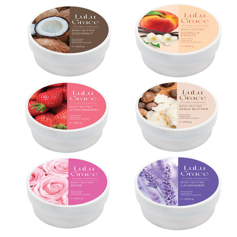 Lulu Grace 6 Piece Body Butter Set. Moisturize, Nourish and Hydrate the Skin Payday Deals