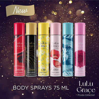 Lulu Grace 6 x 75ml Body Spray Value Pack. 6 Delightful & Tempting Scents Payday Deals