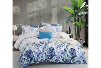 Luxton King Size Adelina Blue Teal Tropical Quilt Cover Set