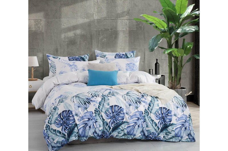 Luxton King Size Adelina Blue Teal Tropical Quilt Cover Set Payday Deals