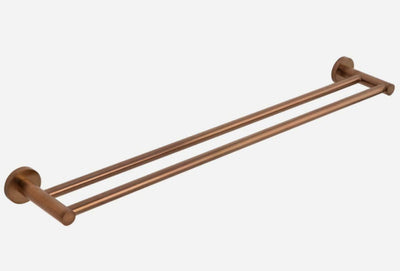 Luxurious Brushed Rose Gold Stainless Steel 304 Towel Rack Rail - Double Bar 600mm