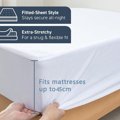 Luxurious Microfibre Terry Toweling Mattress Protector - Double Payday Deals