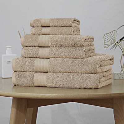 Luxury 6 Piece Soft and Absorbent Cotton Bath Towel Set - Sandstone Payday Deals