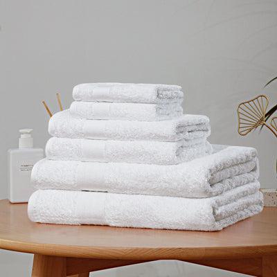 Luxury 6 Piece Soft and Absorbent Cotton Bath Towel Set - White Payday Deals