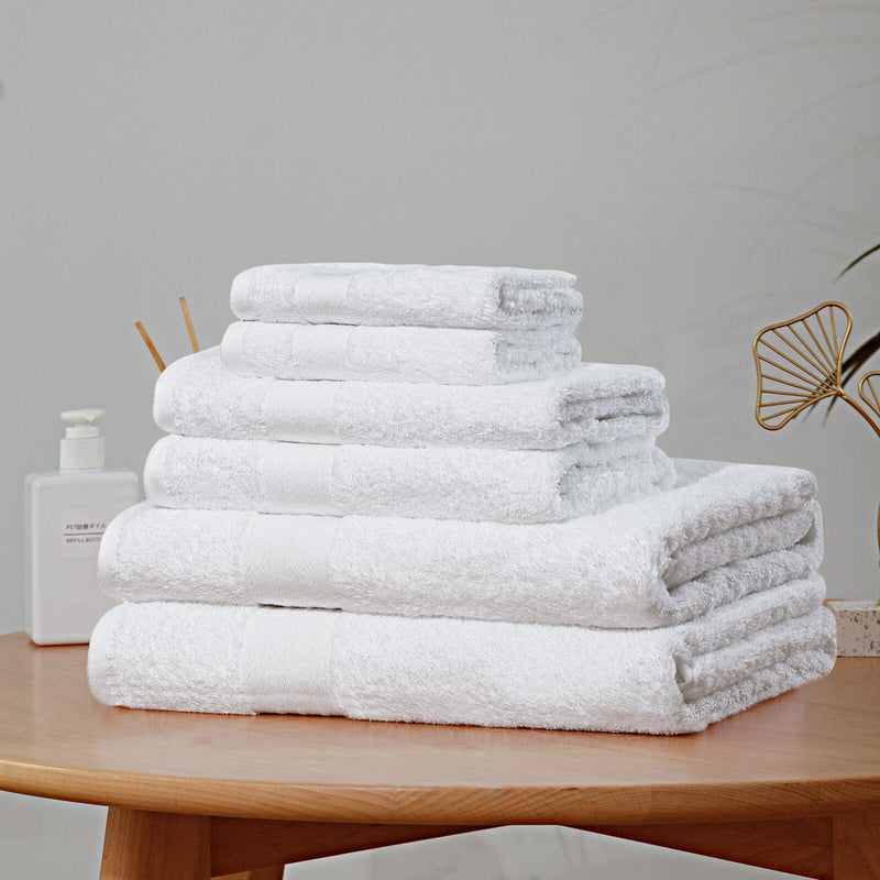 Luxury 6 Piece Soft and Absorbent Cotton Bath Towel Set - White Payday Deals