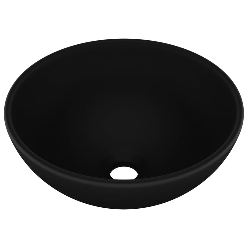 Luxury Bathroom Basin Round Matt Black 32.5x14 cm Ceramic Payday Deals