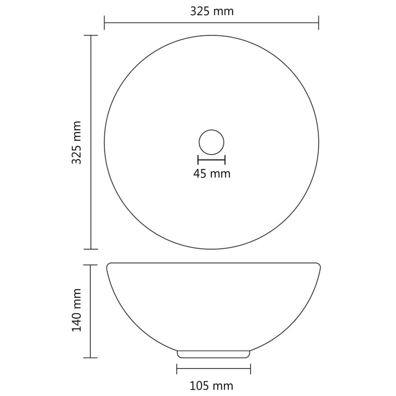 Luxury Bathroom Basin Round Matt Black 32.5x14 cm Ceramic Payday Deals