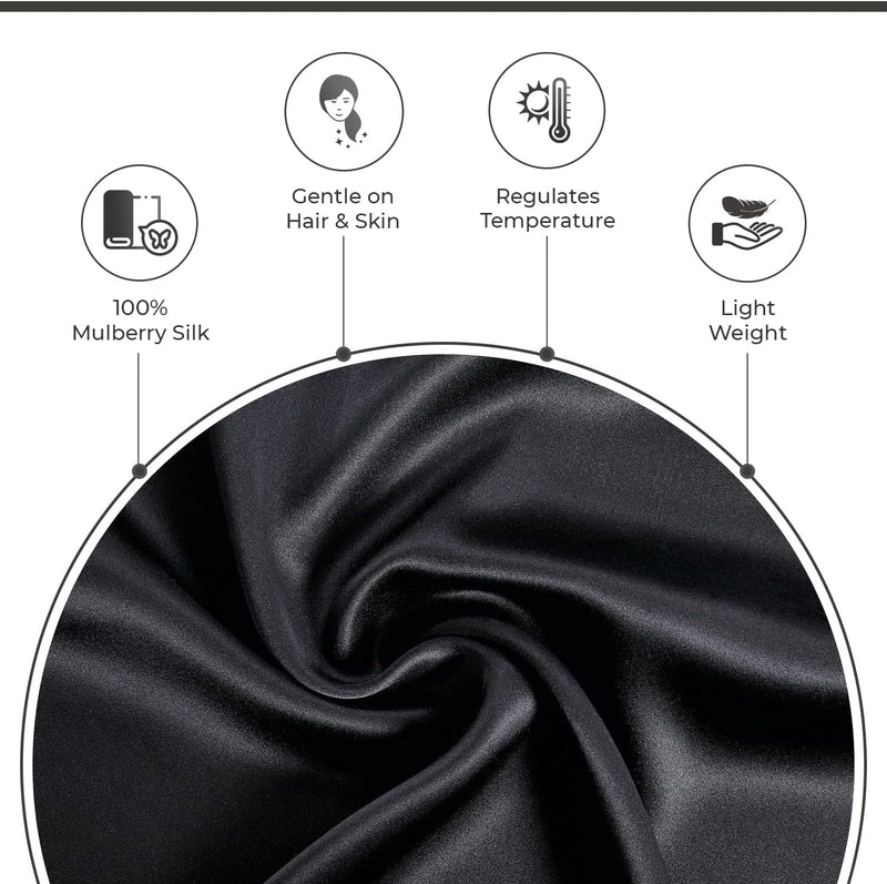 Luxury Pillowcase - 100% Pure Mulberry Silk on Both Sides - Black Payday Deals