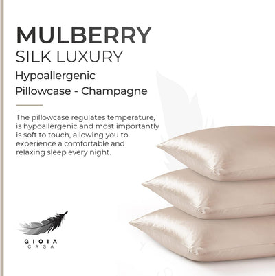 Luxury Pillowcase - 100% Pure Mulberry Silk on Both Sides - Champagne Payday Deals