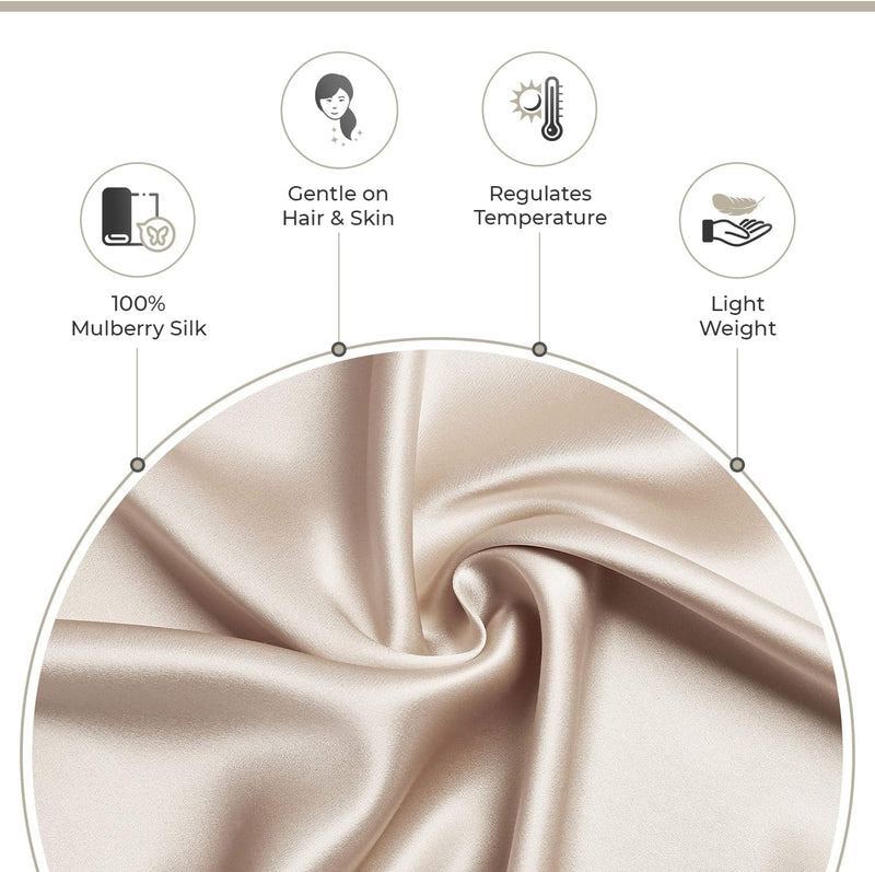 Luxury Pillowcase - 100% Pure Mulberry Silk on Both Sides - Champagne Payday Deals