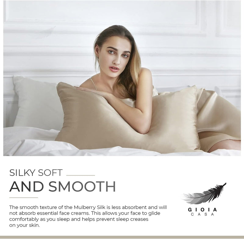 Luxury Pillowcase - 100% Pure Mulberry Silk on Both Sides - Champagne Payday Deals