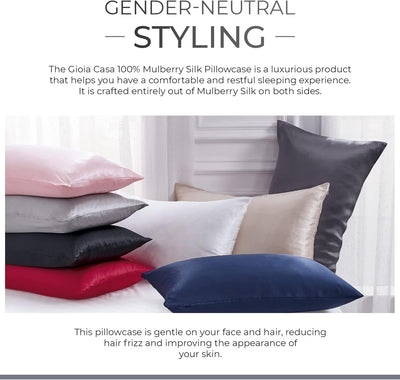 Luxury Pillowcase - 100% Pure Mulberry Silk on Both Sides - Charcoal Payday Deals