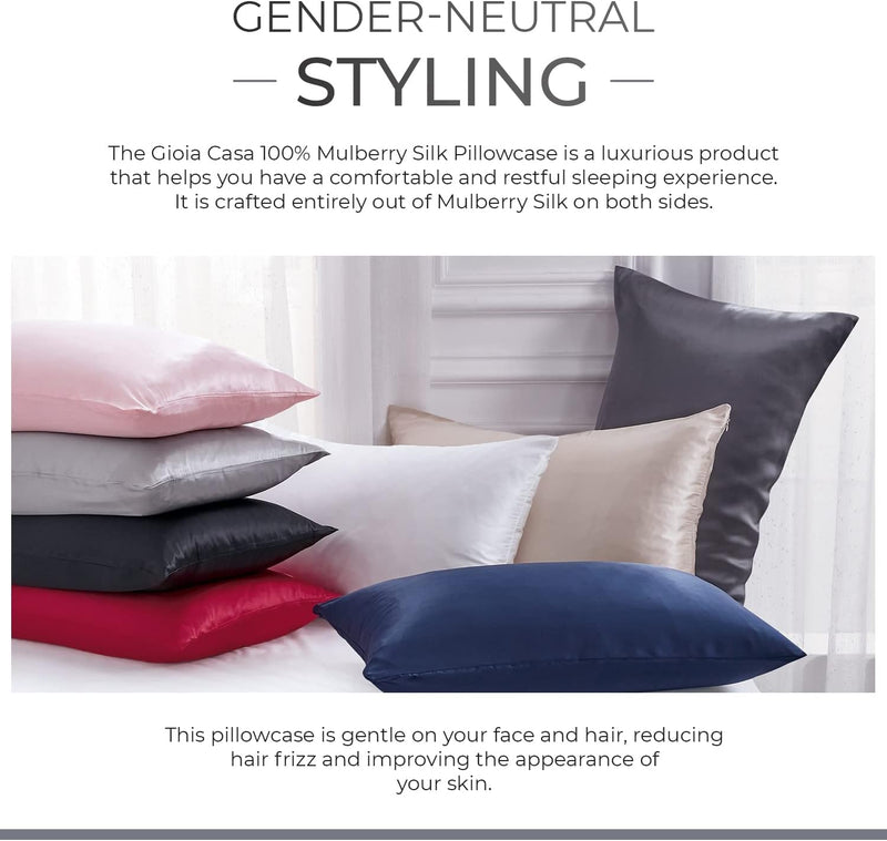 Luxury Pillowcase - 100% Pure Mulberry Silk on Both Sides - Charcoal Payday Deals