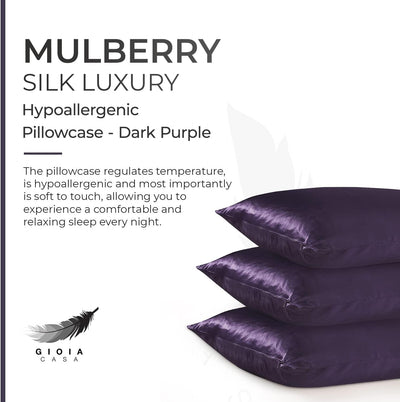 Luxury Pillowcase - 100% Pure Mulberry Silk on Both Sides - Dark Purple Payday Deals