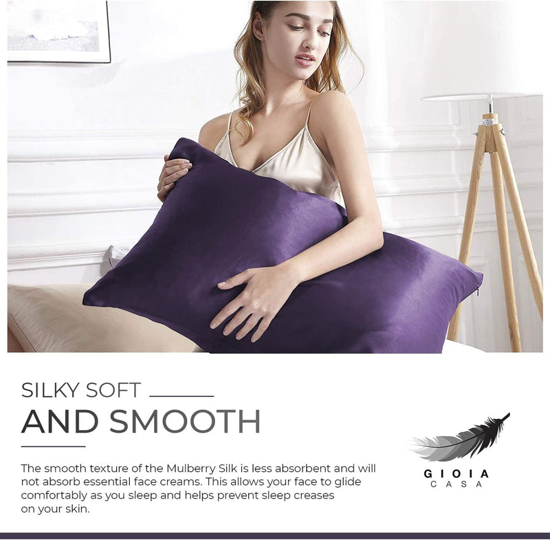 Luxury Pillowcase - 100% Pure Mulberry Silk on Both Sides - Dark Purple Payday Deals