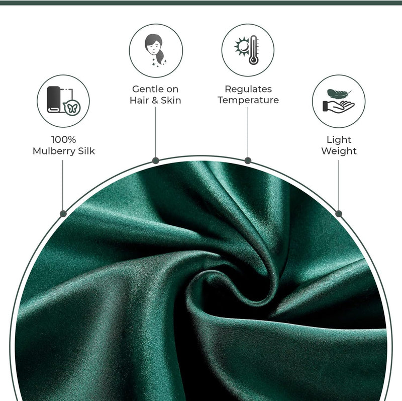 Luxury Pillowcase - 100% Pure Mulberry Silk on Both Sides - Emerald Green Payday Deals