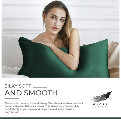 Luxury Pillowcase - 100% Pure Mulberry Silk on Both Sides - Emerald Green Payday Deals