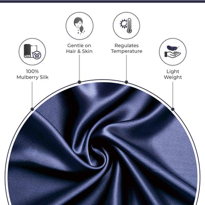 Luxury Pillowcase - 100% Pure Mulberry Silk on Both Sides - Navy Payday Deals