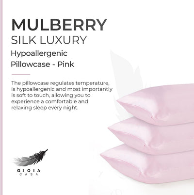 Luxury Pillowcase - 100% Pure Mulberry Silk on Both Sides - Pink Payday Deals